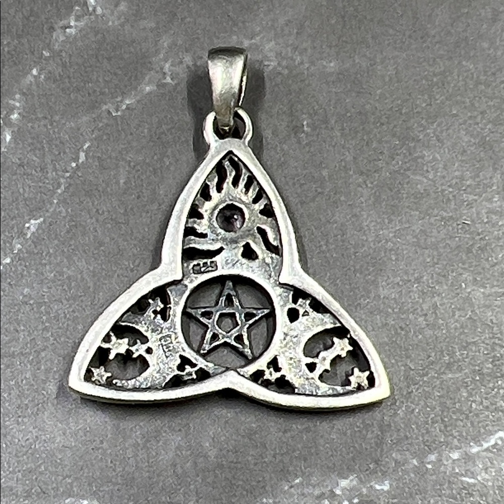 Sterling Silver Celestial Pentacle Trinity Knot P… - image 4